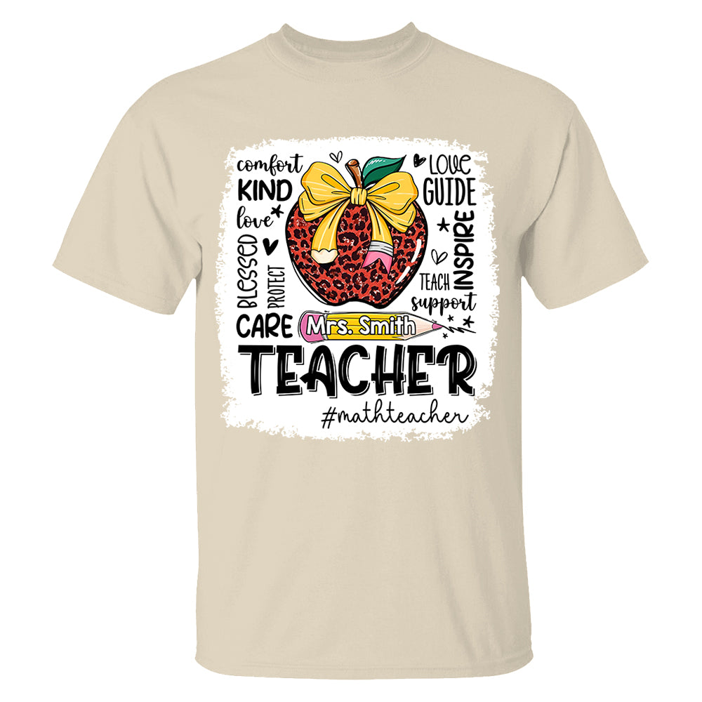 Personalized Teacher Leopard Apple Custom Name Shirt Teacher Appreciation Gift T1807 Do99