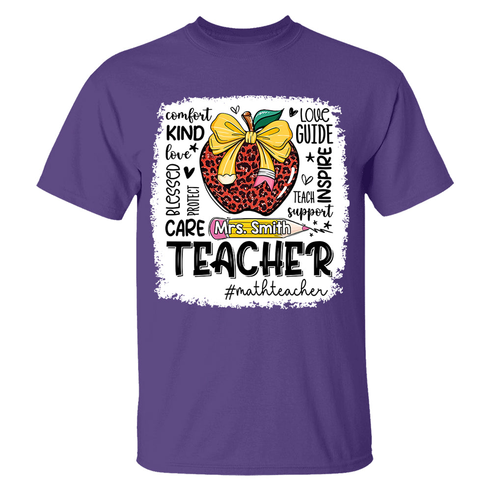 Personalized Teacher Leopard Apple Custom Name Shirt Teacher Appreciation Gift T1807 Do99