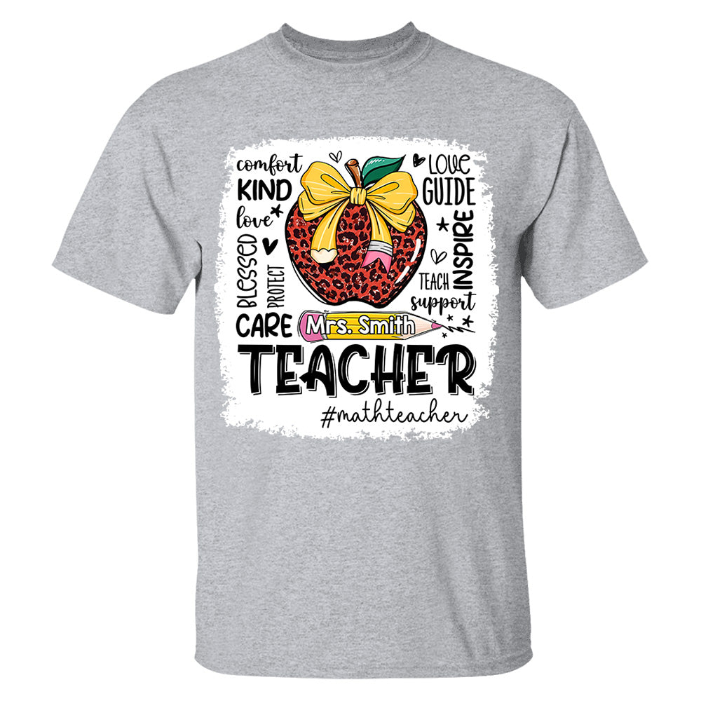 Personalized Teacher Leopard Apple Custom Name Shirt Teacher Appreciation Gift T1807 Do99
