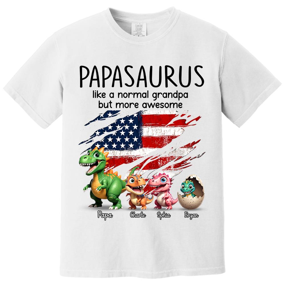 Custom Papasaurus And Kids  Dinosaurs Shirt, Father's Day Gift For Dad Grandpa L0411 Hv01