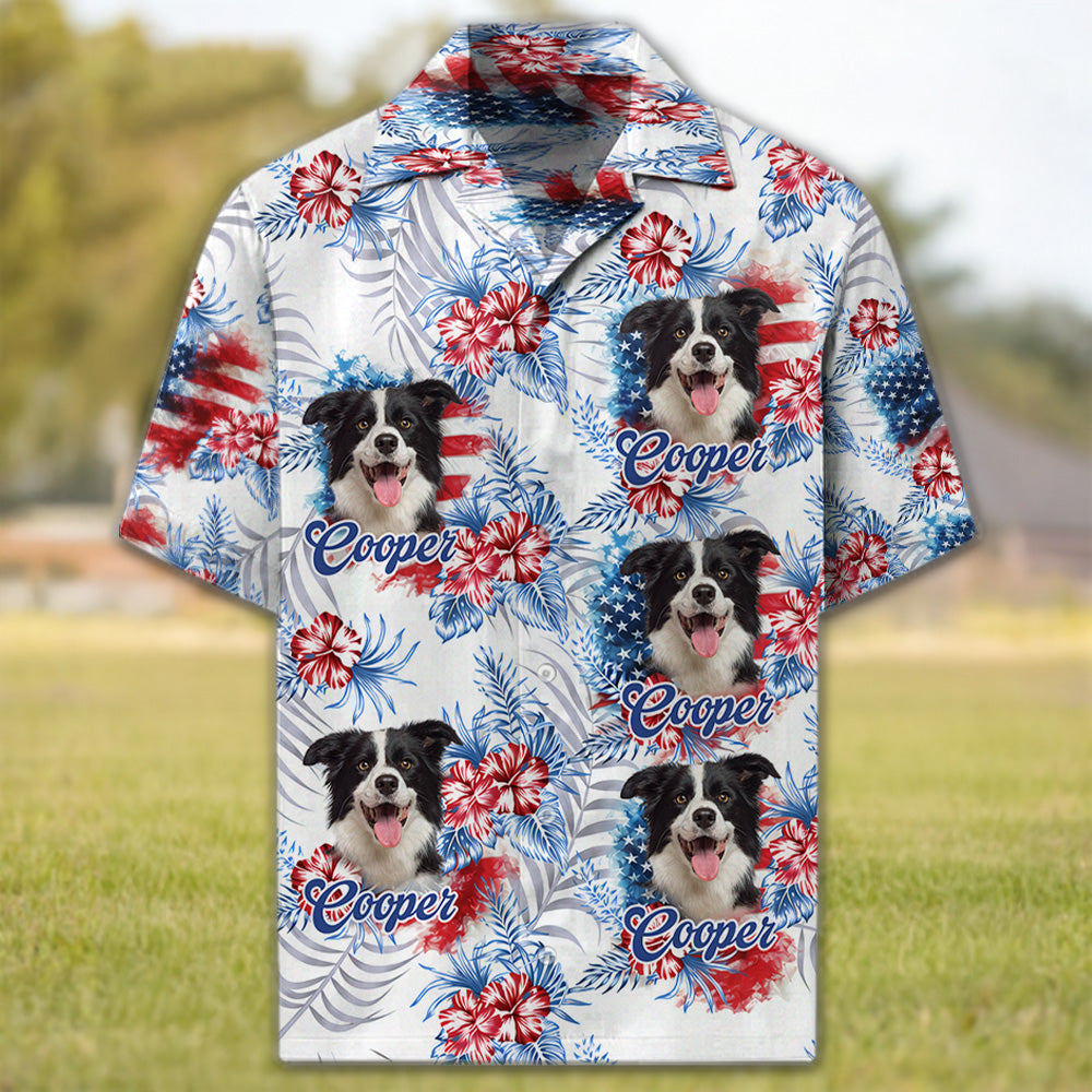 This Human Belongs To, Custom Photo Dog Short Sleeve Silk Shirt, USA 250 Anniversary Patriotic Shirt, Gift For Dog Lover T1807 T24