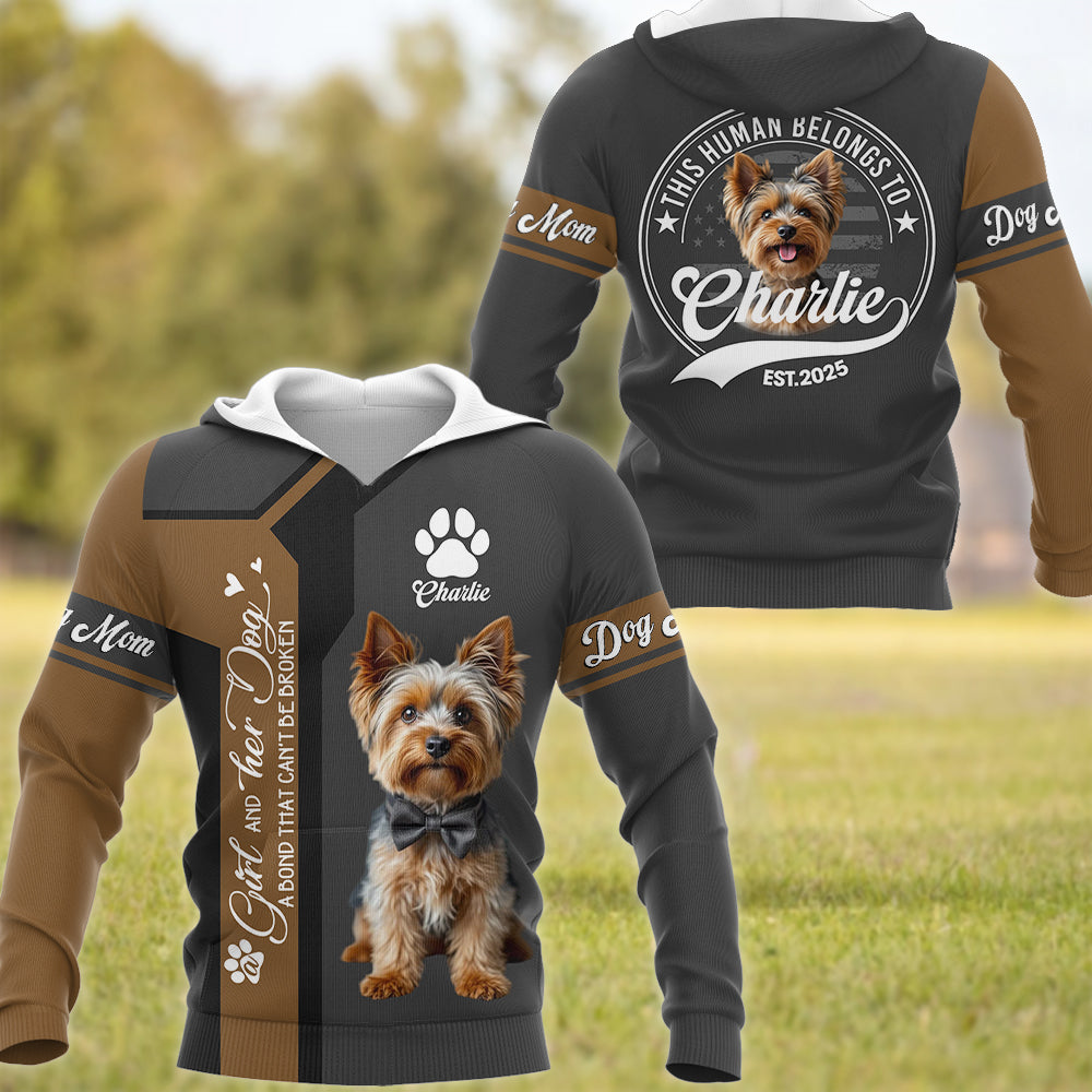 Yorkshire Terrier, Custom A Girl and Her Dog a Bond That Cant Be Broken, Personalized Shirt, Gift For Dog Lover T1807