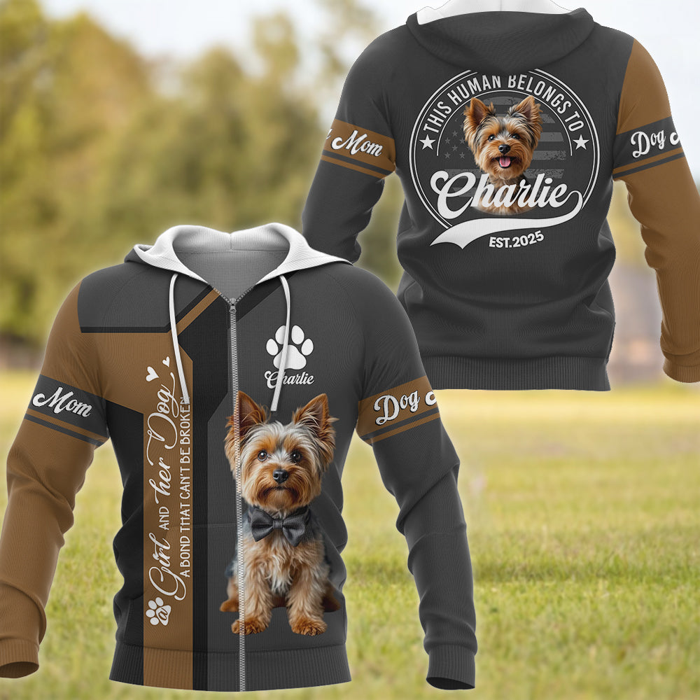 Yorkshire Terrier, Custom A Girl and Her Dog a Bond That Cant Be Broken, Personalized Shirt, Gift For Dog Lover T1807
