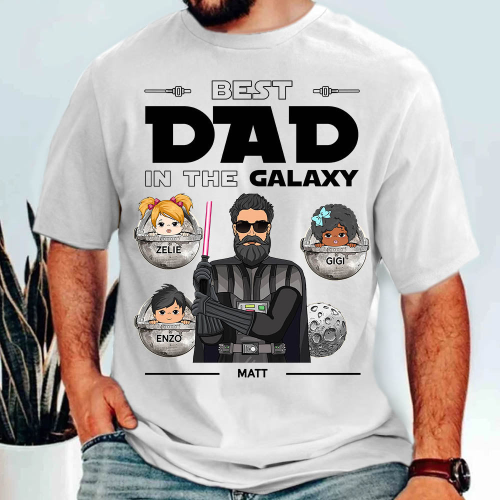 Best Dad In The Galaxy With Kids Shirt Custom Shirt For Dad