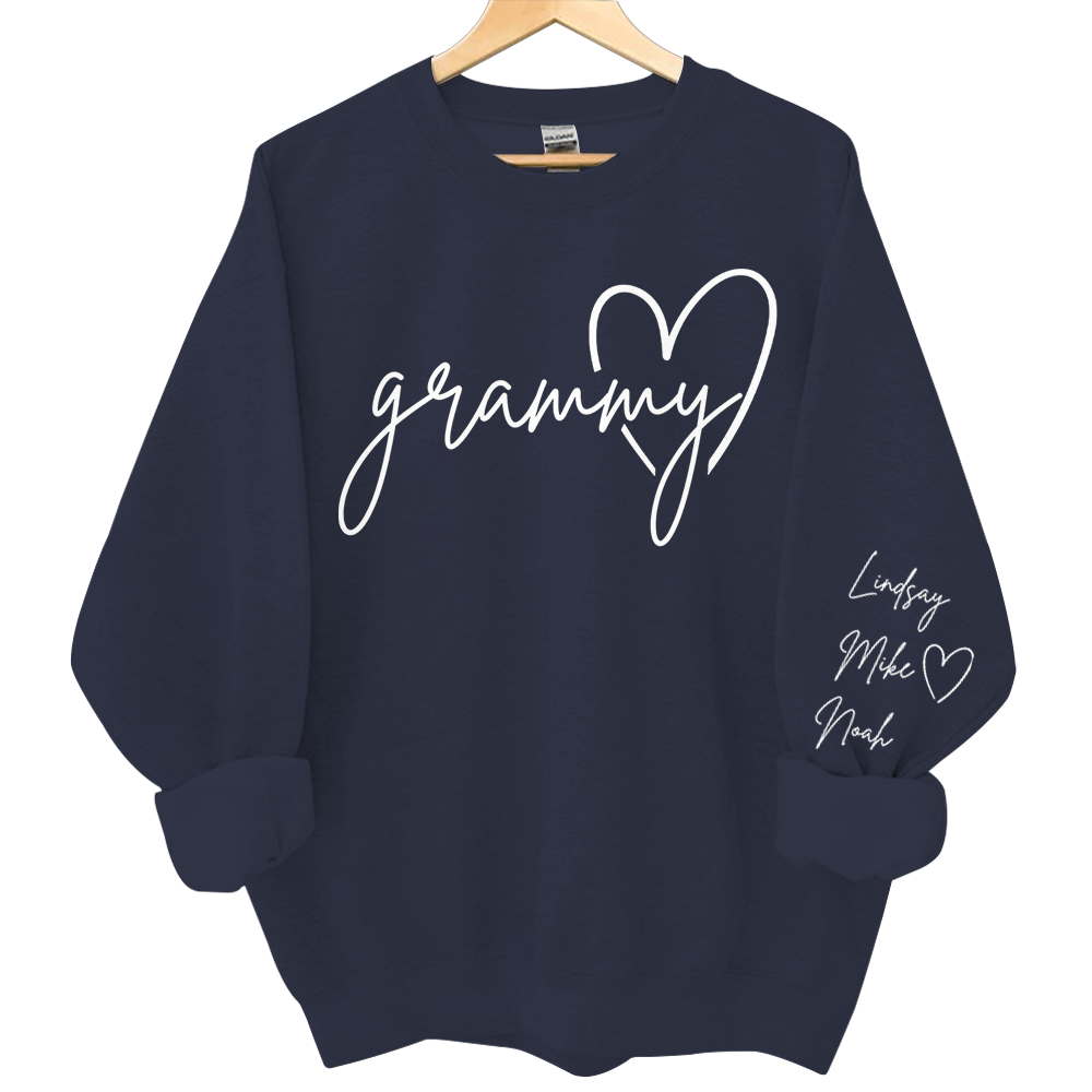 Personalized Grammy Shirt, Custom Grandma Hoodie, Cute Granny Outfit With Grandkids Names On Sleeve, Grandma Clothing Pa00