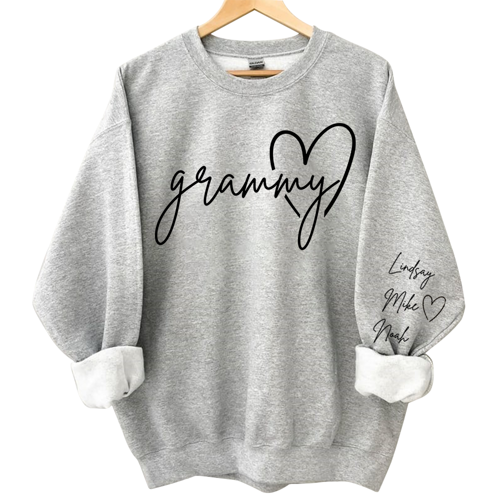Personalized Grammy Shirt, Custom Grandma Hoodie, Cute Granny Outfit With Grandkids Names On Sleeve, Grandma Clothing Pa00