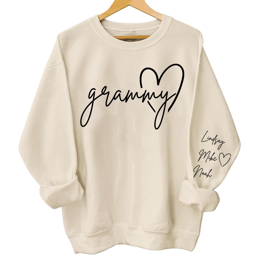Personalized Grammy Shirt, Custom Grandma Hoodie, Cute Granny Outfit With Grandkids Names On Sleeve, Grandma Clothing Pa00