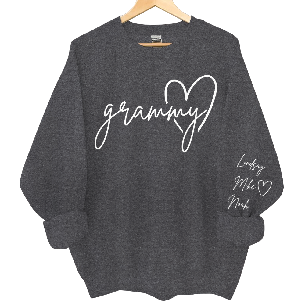 Personalized Grammy Shirt, Custom Grandma Hoodie, Cute Granny Outfit With Grandkids Names On Sleeve, Grandma Clothing Pa00
