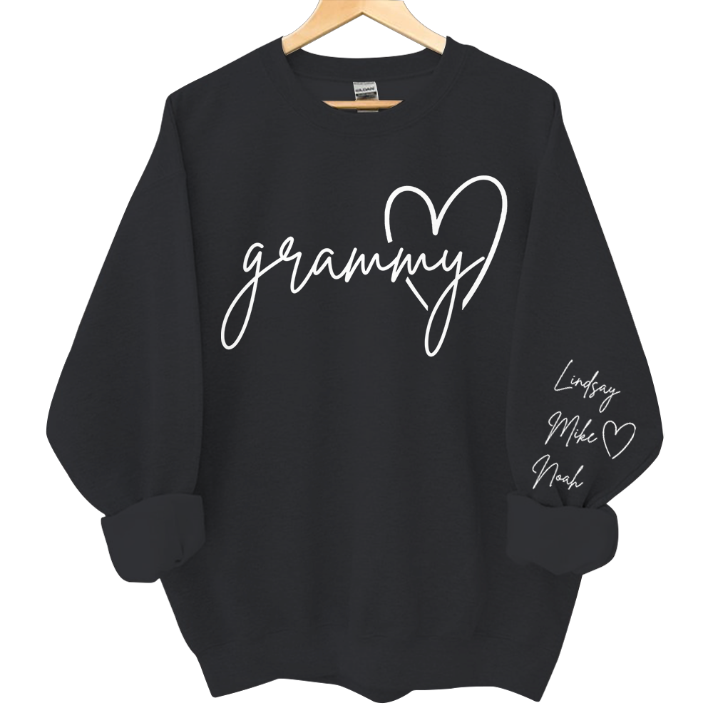 Personalized Grammy Shirt, Custom Grandma Hoodie, Cute Granny Outfit With Grandkids Names On Sleeve, Grandma Clothing Pa00