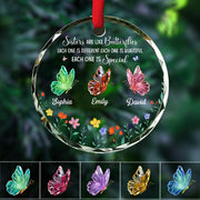 Sisters Are Like Butterflies - Personalized Glass Ornament - Gift For Sisters Besties T1807 Pt99