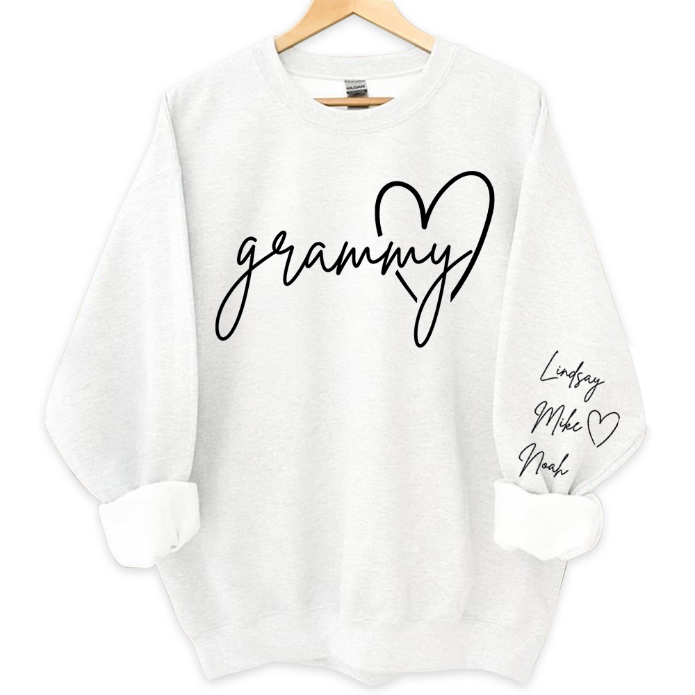 Personalized Grammy Shirt, Custom Grandma Hoodie, Cute Granny Outfit With Grandkids Names On Sleeve, Grandma Clothing Pa00