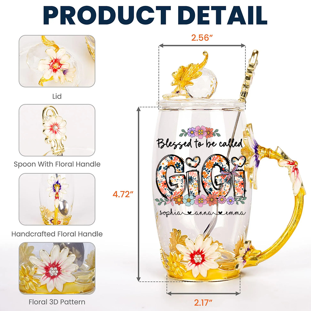 Blessed To Be Called NaNa - Personalized Enamel Flower Tea Cup Tu20