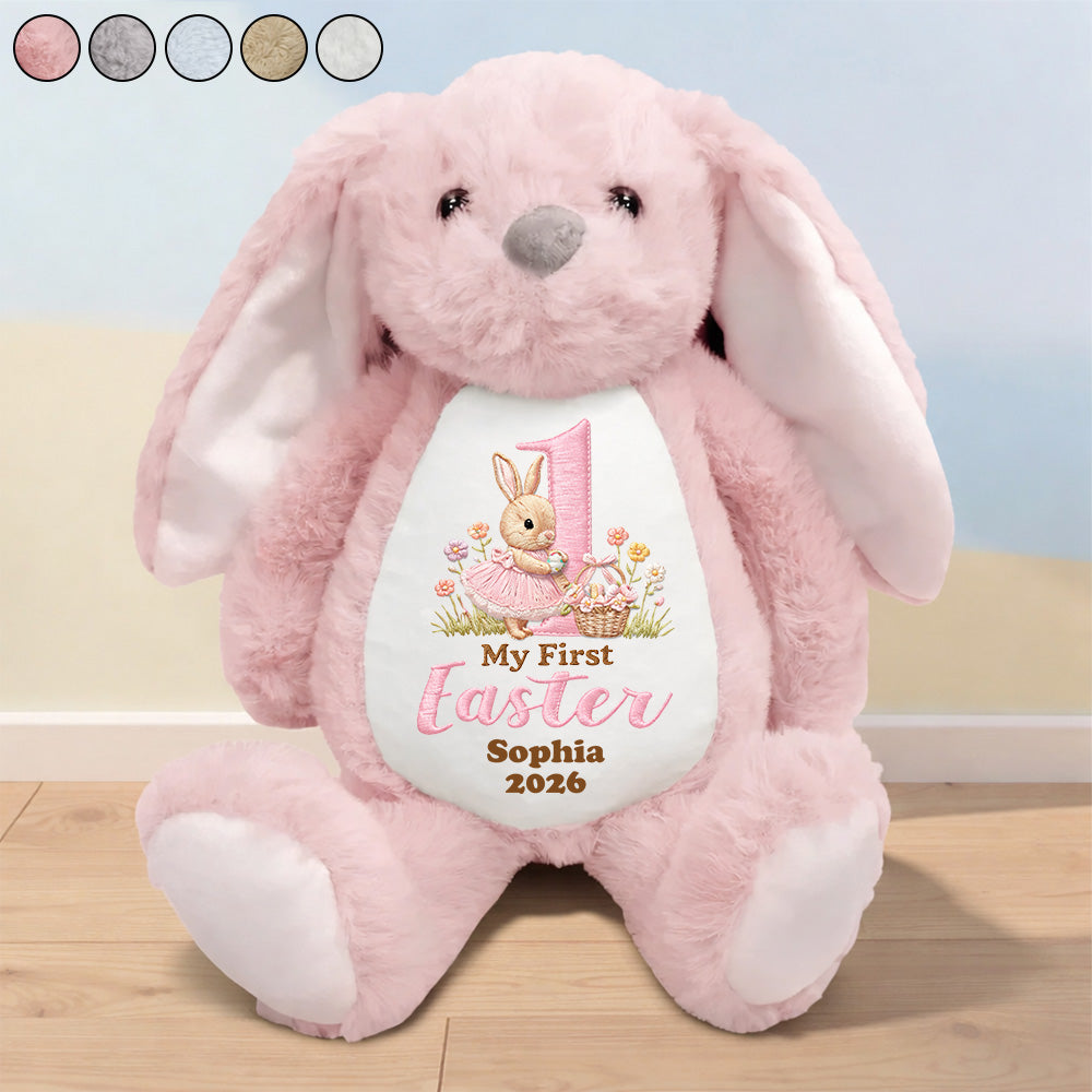Personalized Plush Bunny with Custom Name for Baby's First Easter, Pastel Keepsake, Unique Gift for New Baby Vr2 Pt99