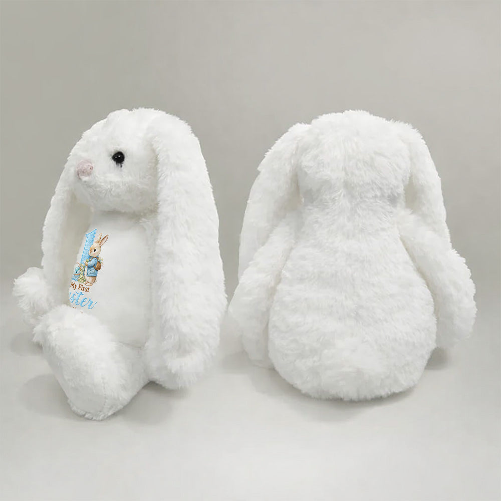 Personalized Plush Bunny with Custom Name for Baby's First Easter, Pastel Keepsake, Unique Gift for New Baby Vr2 Pt99