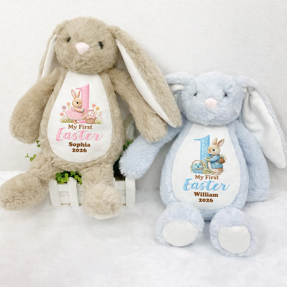 Personalized Plush Bunny with Custom Name for Baby's First Easter, Pastel Keepsake, Unique Gift for New Baby Vr2 Pt99