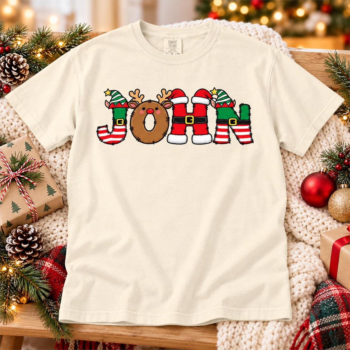 Christmas Name Shirt Monogram Matching Family Tee Christmas 2026 T-Shirt Holiday Custom Family Christmas T-Shirt Xmas Tee With Name Hv01