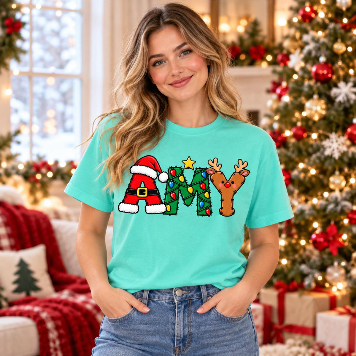 Christmas Name Shirt Monogram Matching Family Tee Christmas 2026 T-Shirt Holiday Custom Family Christmas T-Shirt Xmas Tee With Name Hv01