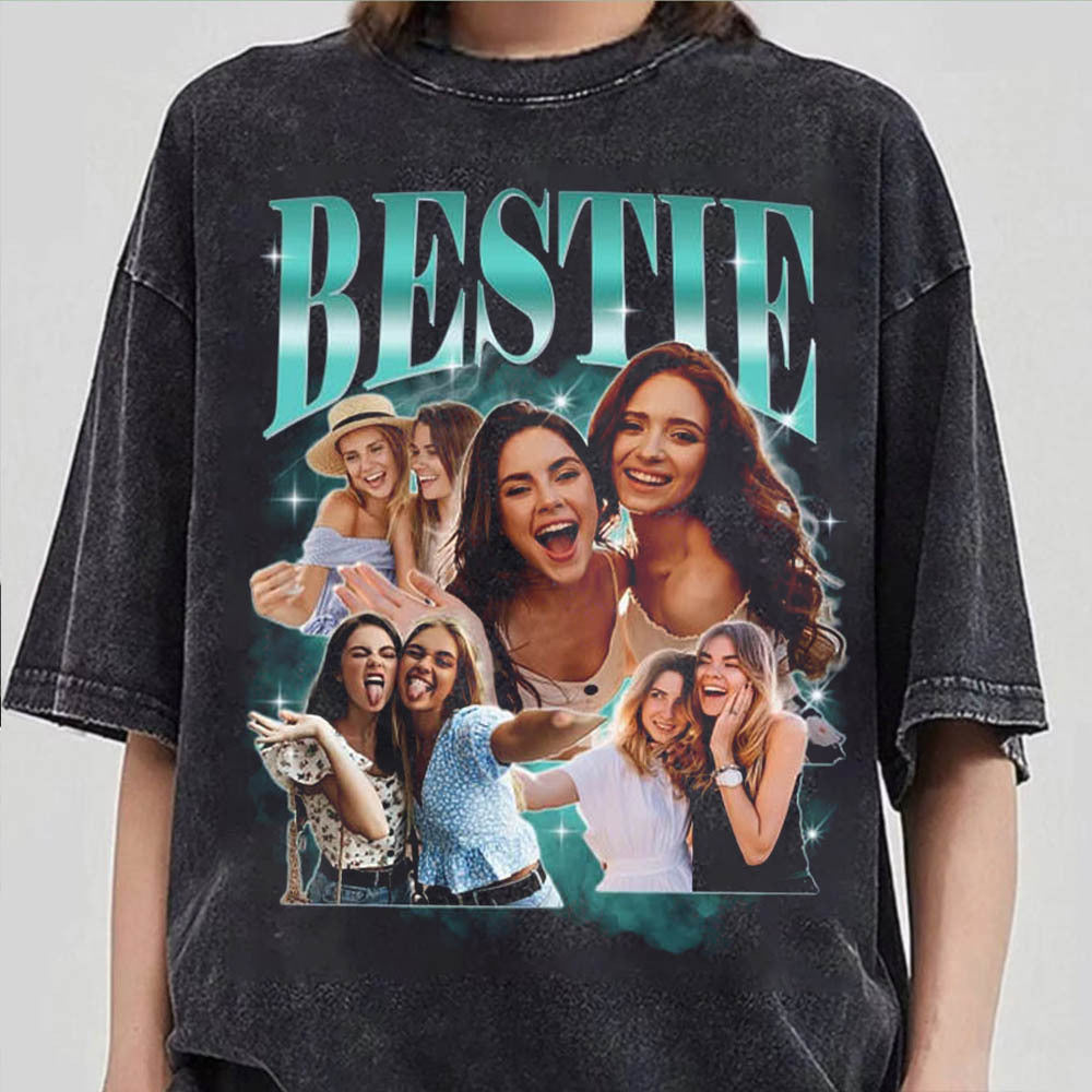 Custom Bestie Bootleg Shirt 90s Vintage Bootleg Custom Face Personalized T Shirt - Custom Photo Bestie, Best Friend Birthday Bootleg Funny BFF 90s Vintage