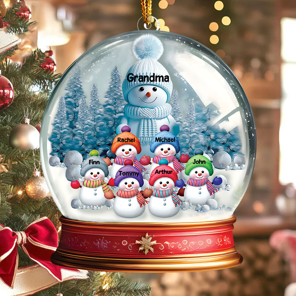 Custom Grandma With Grandkids Snowball Ornament - N3005 VH01