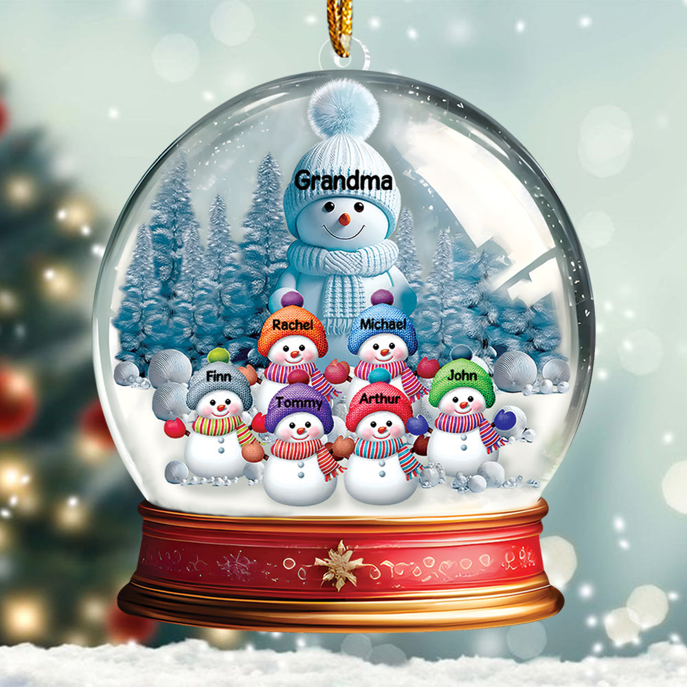 Custom Grandma With Grandkids Snowball Ornament - N3005 VH01