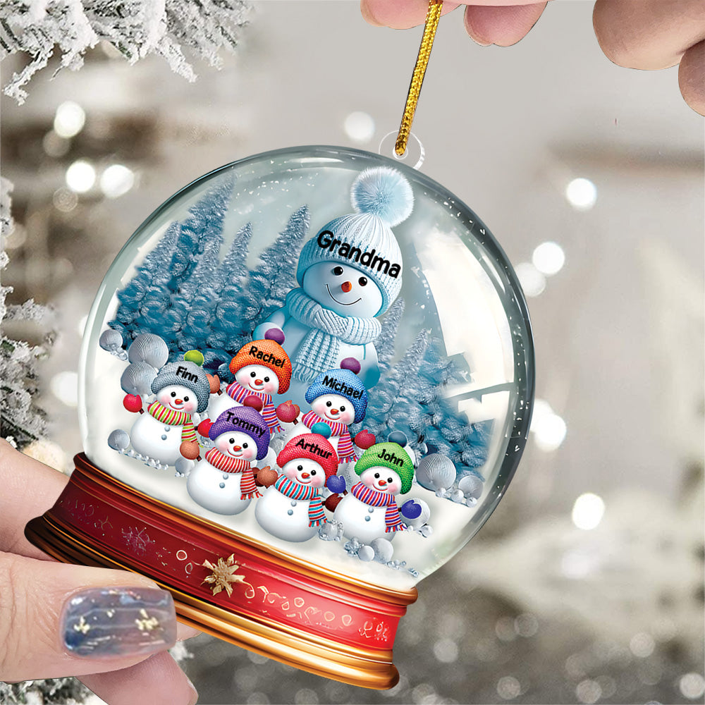 Custom Grandma With Grandkids Snowball Ornament - N3005 VH01