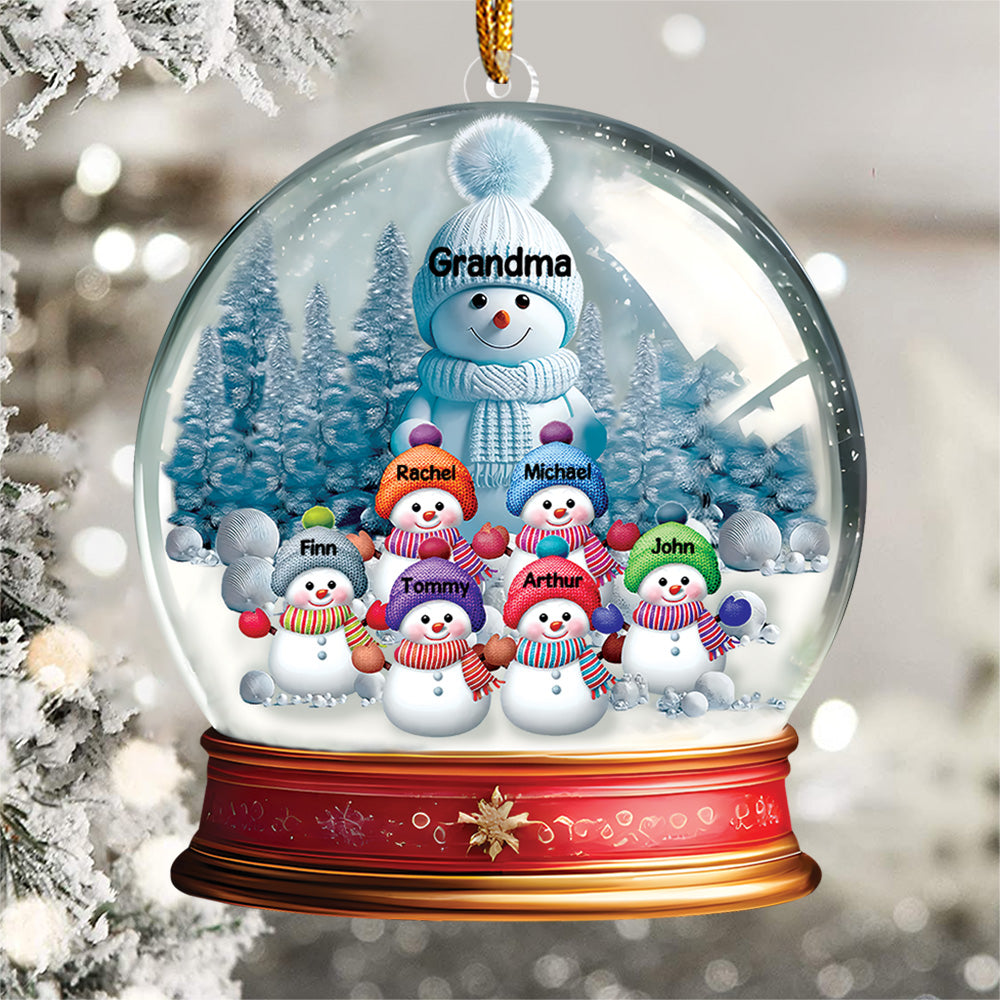 Custom Grandma With Grandkids Snowball Ornament - N3005 VH01