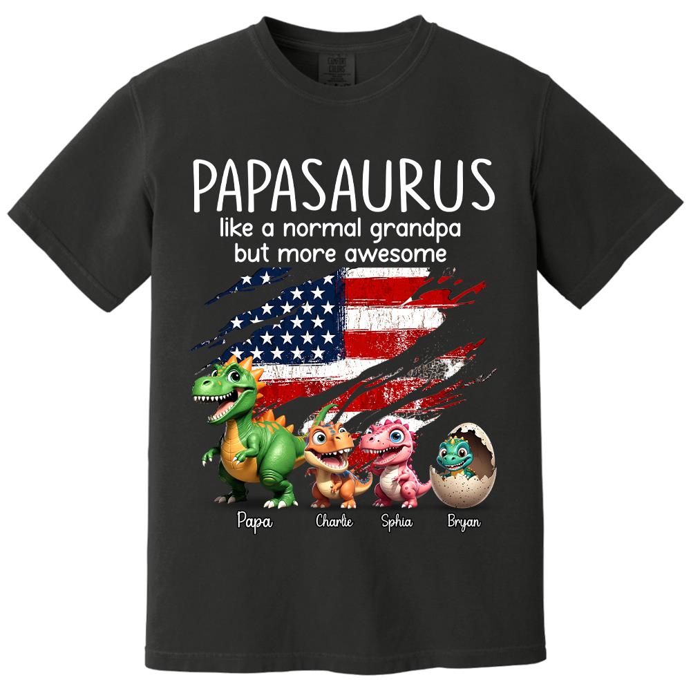 Custom Papasaurus And Kids  Dinosaurs Shirt, Father's Day Gift For Dad Grandpa L0411 Hv01