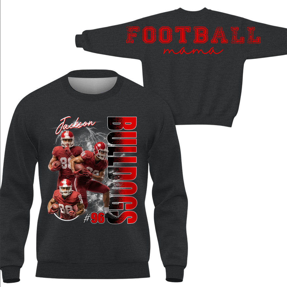 Personalized Football Mom Sweatshirt, Custom Large Back Graphic, Gift For Football Mom Football Family Football Lovers MI209 T24