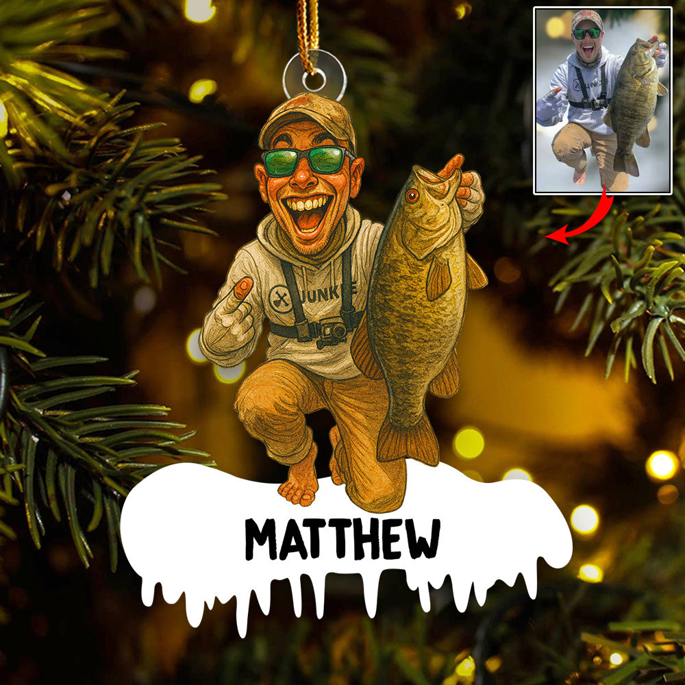 Personalized Funny Comic Style Photo Acrylic Ornament Gift For Fishing Lovers - Gift For Fisherman - Custom Upload Photo Fisherman Do99