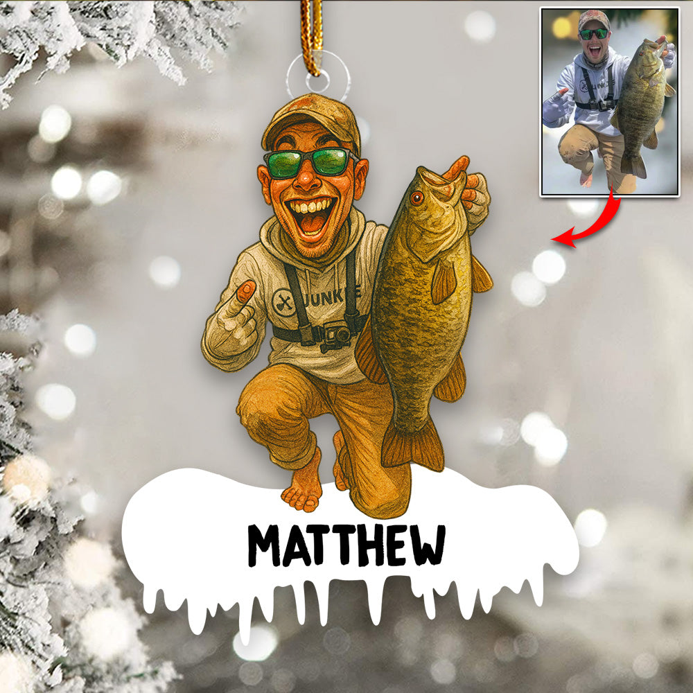 Personalized Funny Comic Style Photo Acrylic Ornament Gift For Fishing Lovers - Gift For Fisherman - Custom Upload Photo Fisherman Do99