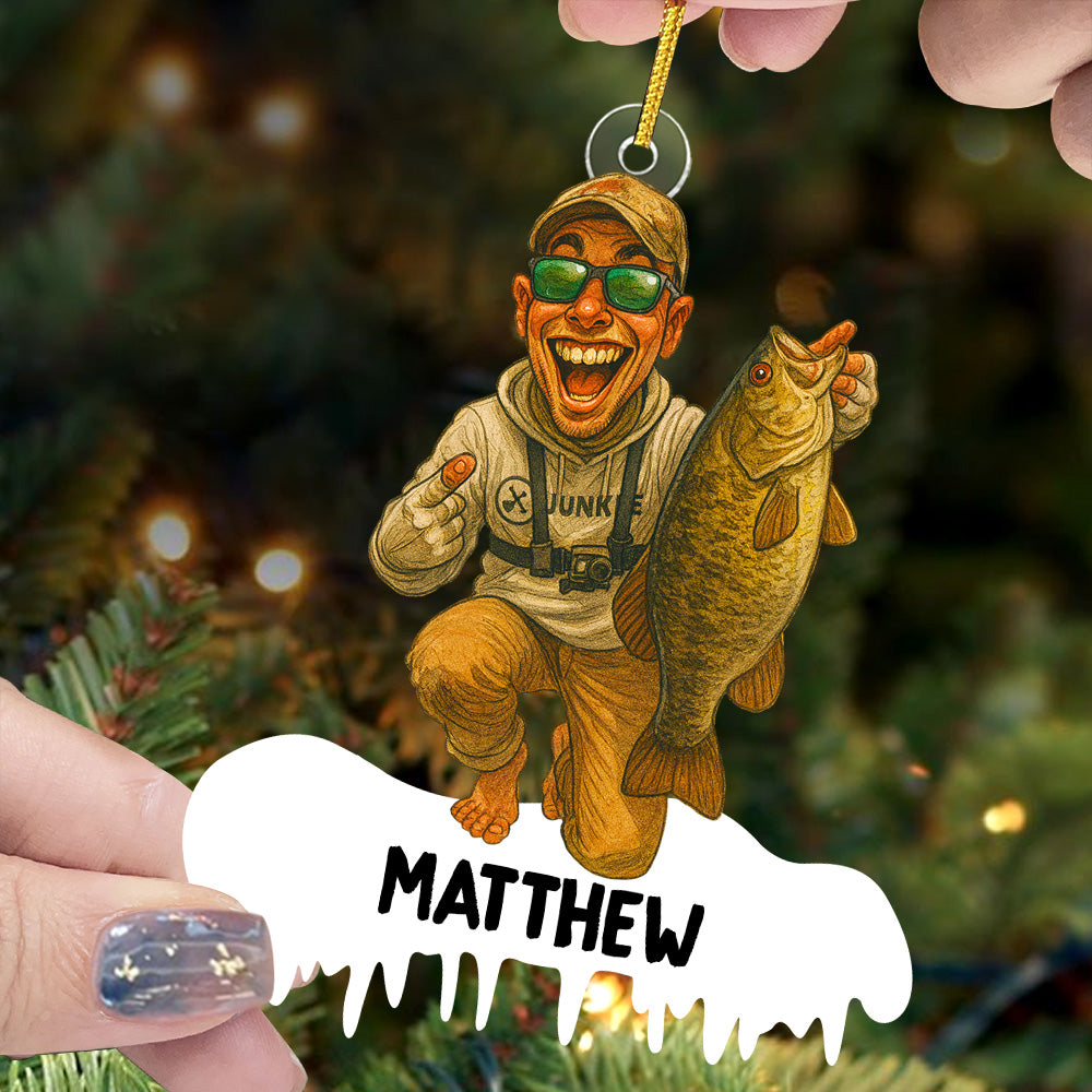 Personalized Funny Comic Style Photo Acrylic Ornament Gift For Fishing Lovers - Gift For Fisherman - Custom Upload Photo Fisherman Do99