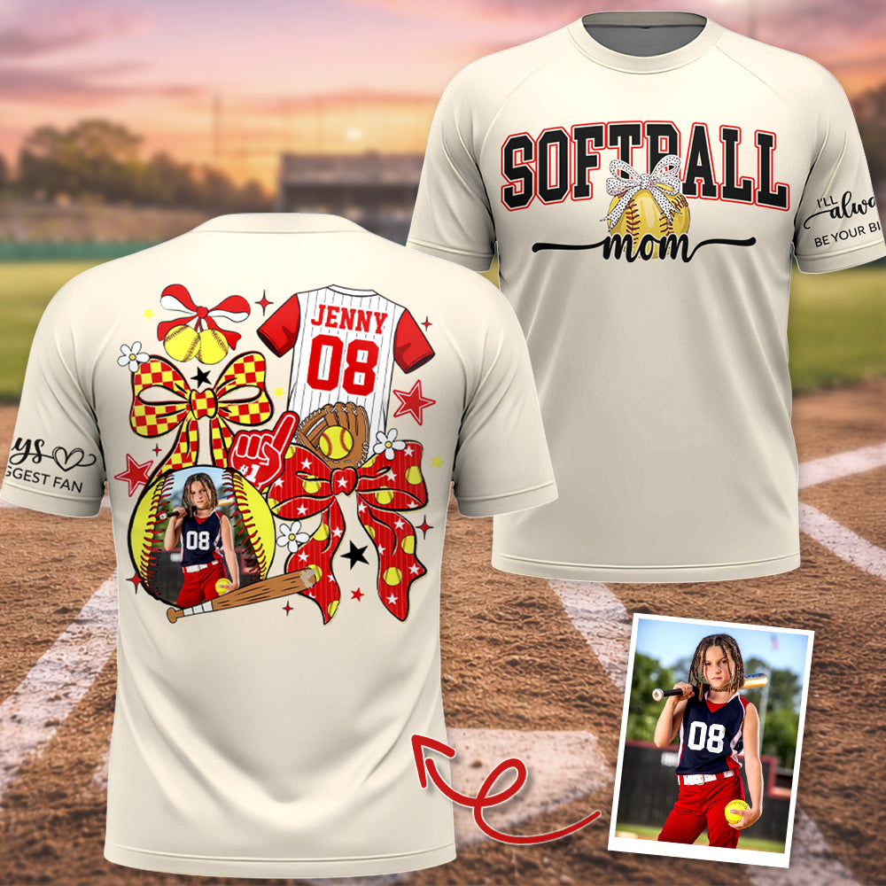 Softball Mom - Custom Photo Softball Shirt - Softball Mom, Dad, Family Shirt T1807 Hv01