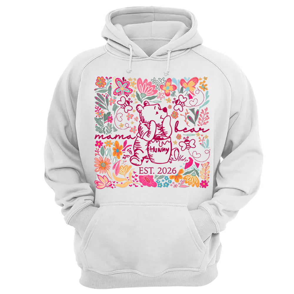 Personalized Mama Bear Boho Floral Mom, Grandma and Childs Shirts - Mother's Day Mama Tee, Custom Name Hand Kid Names, Gift Best Mom Ever T24
