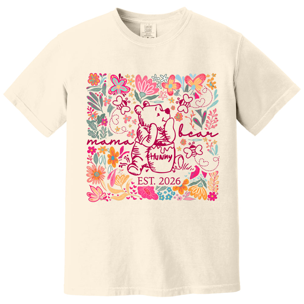 Personalized Mama Bear Boho Floral Mom, Grandma and Childs Shirts - Mother's Day Mama Tee, Custom Name Hand Kid Names, Gift Best Mom Ever T24