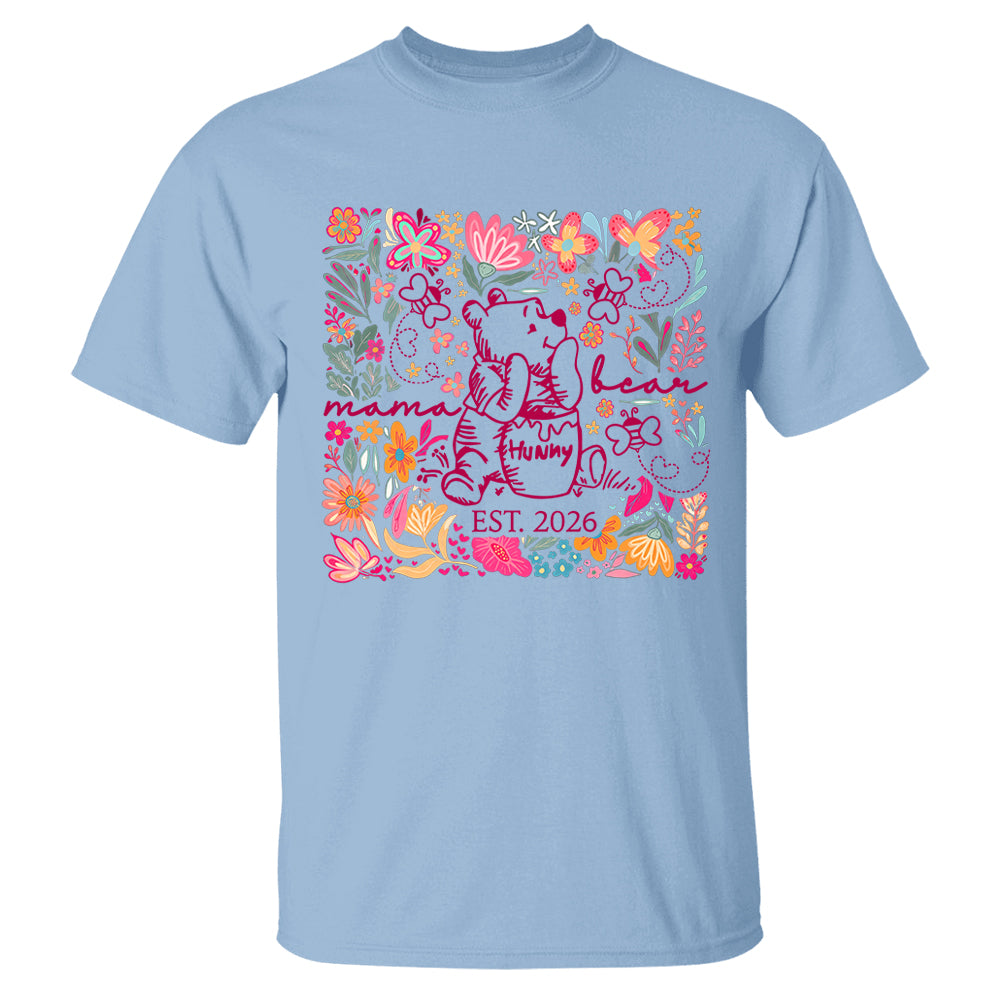 Personalized Mama Bear Boho Floral Mom, Grandma and Childs Shirts - Mother's Day Mama Tee, Custom Name Hand Kid Names, Gift Best Mom Ever T24