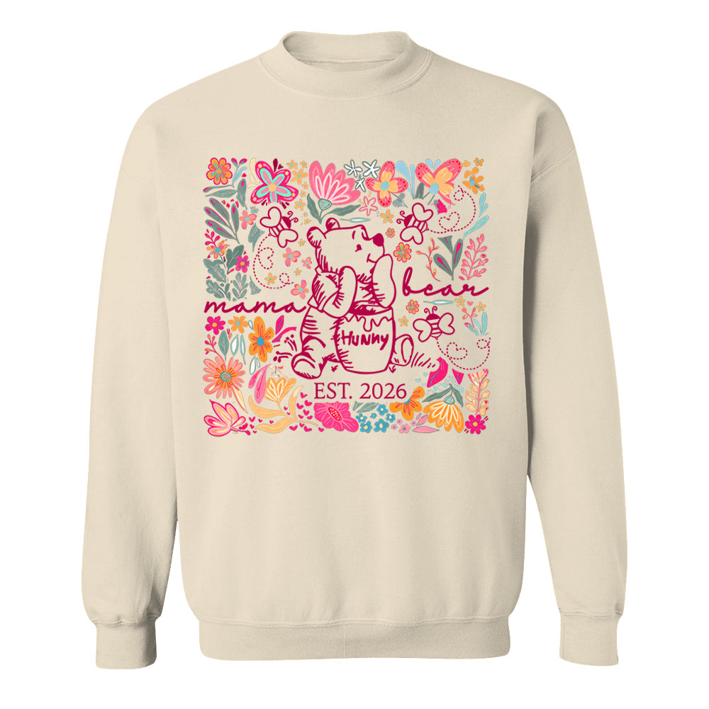 Personalized Mama Bear Boho Floral Mom, Grandma and Childs Shirts - Mother's Day Mama Tee, Custom Name Hand Kid Names, Gift Best Mom Ever T24