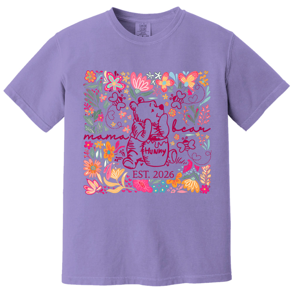 Personalized Mama Bear Boho Floral Mom, Grandma and Childs Shirts - Mother's Day Mama Tee, Custom Name Hand Kid Names, Gift Best Mom Ever T24