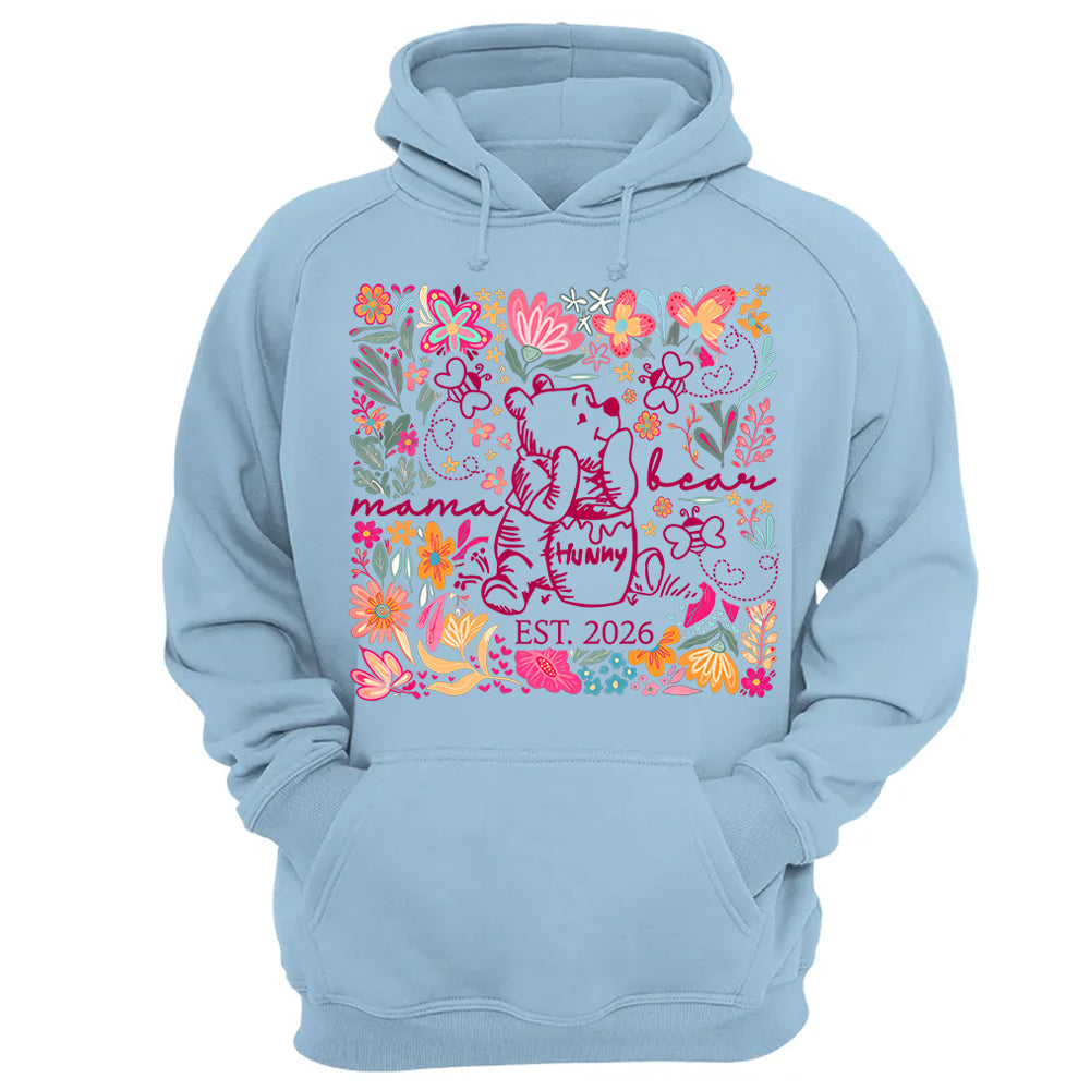 Personalized Mama Bear Boho Floral Mom, Grandma and Childs Shirts - Mother's Day Mama Tee, Custom Name Hand Kid Names, Gift Best Mom Ever T24