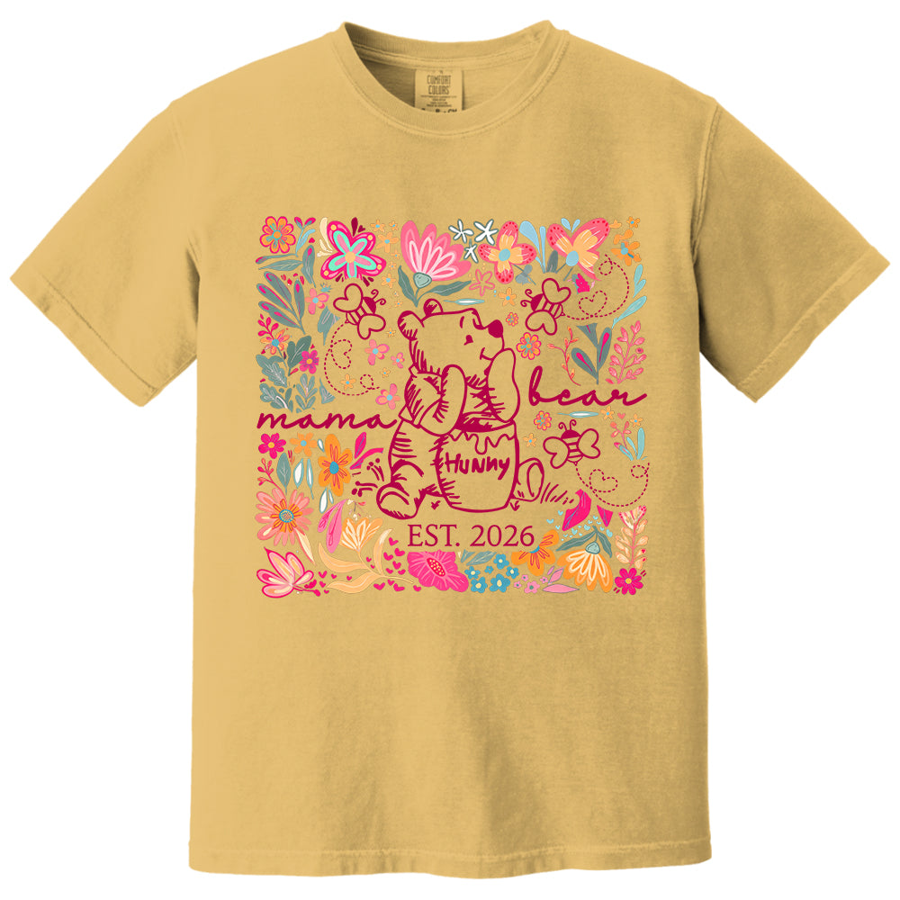 Personalized Mama Bear Boho Floral Mom, Grandma and Childs Shirts - Mother's Day Mama Tee, Custom Name Hand Kid Names, Gift Best Mom Ever T24