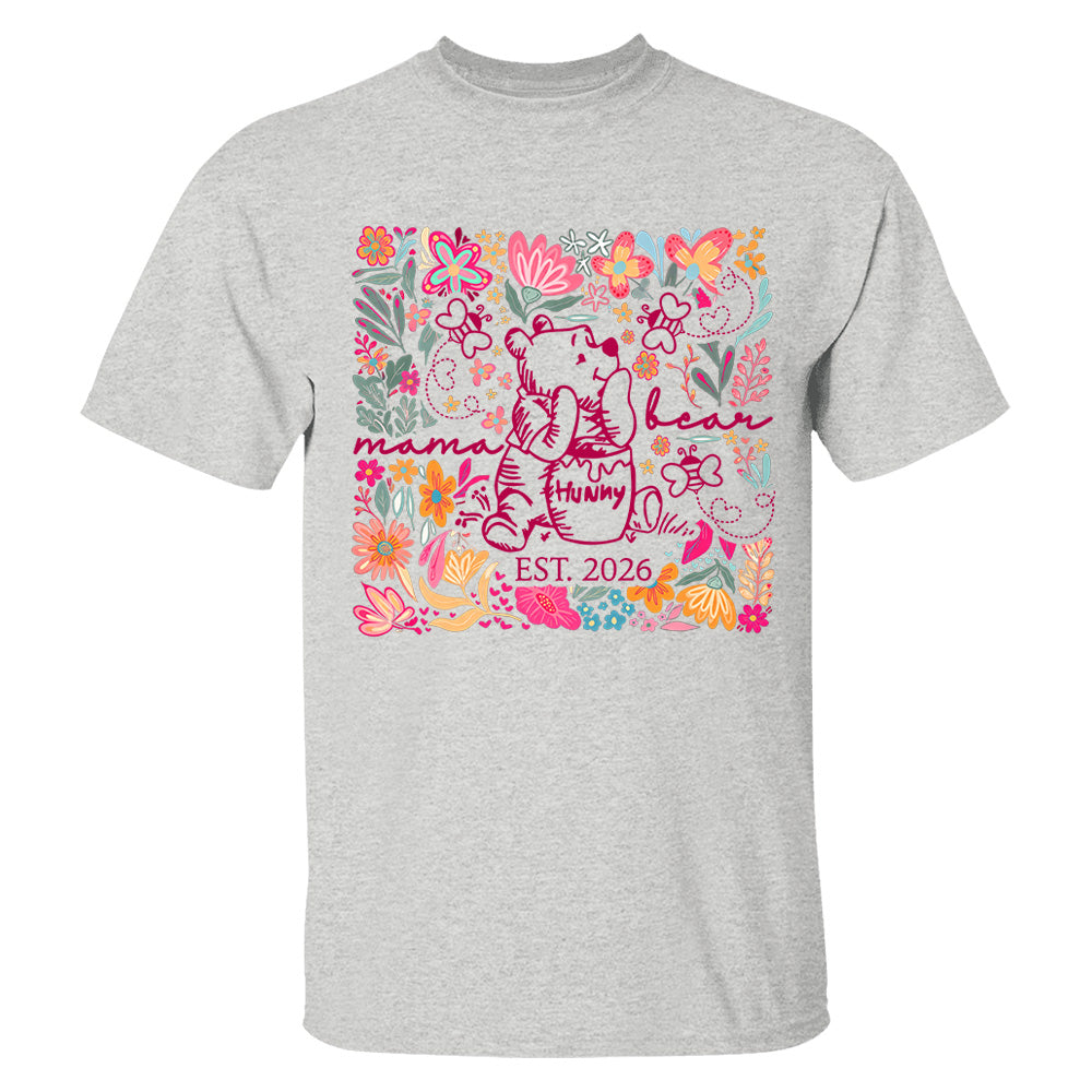Personalized Mama Bear Boho Floral Mom, Grandma and Childs Shirts - Mother's Day Mama Tee, Custom Name Hand Kid Names, Gift Best Mom Ever T24