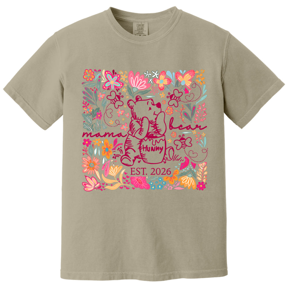 Personalized Mama Bear Boho Floral Mom, Grandma and Childs Shirts - Mother's Day Mama Tee, Custom Name Hand Kid Names, Gift Best Mom Ever T24