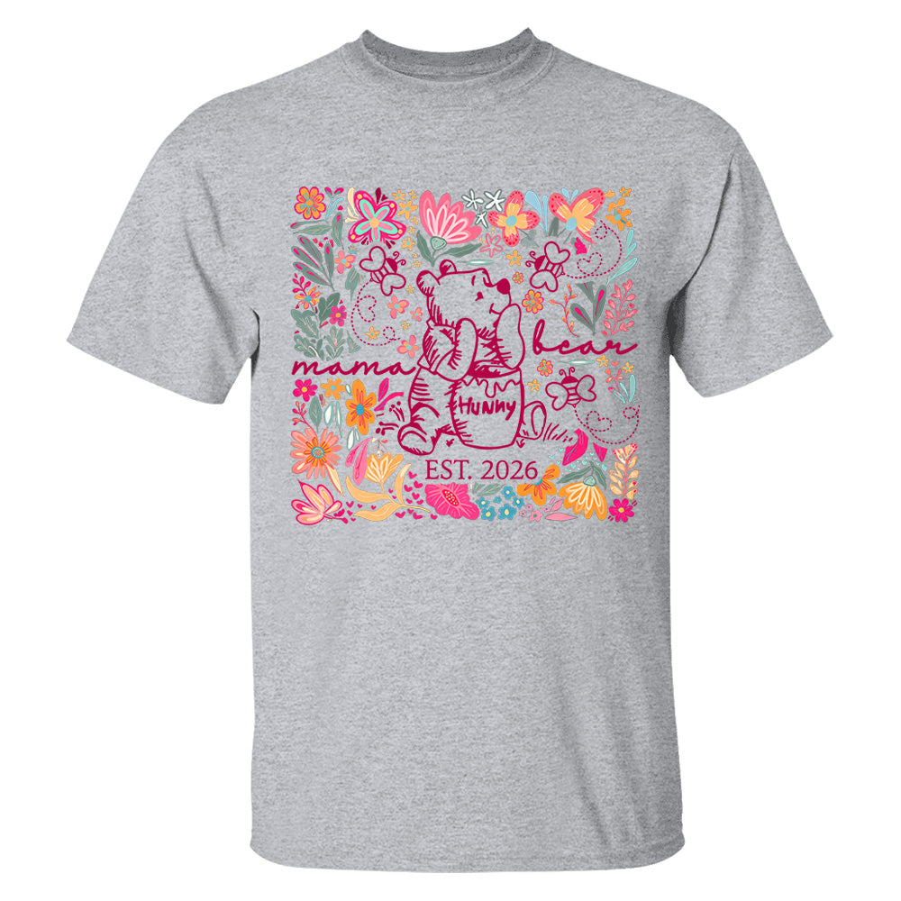 Personalized Mama Bear Boho Floral Mom, Grandma and Childs Shirts - Mother's Day Mama Tee, Custom Name Hand Kid Names, Gift Best Mom Ever T24