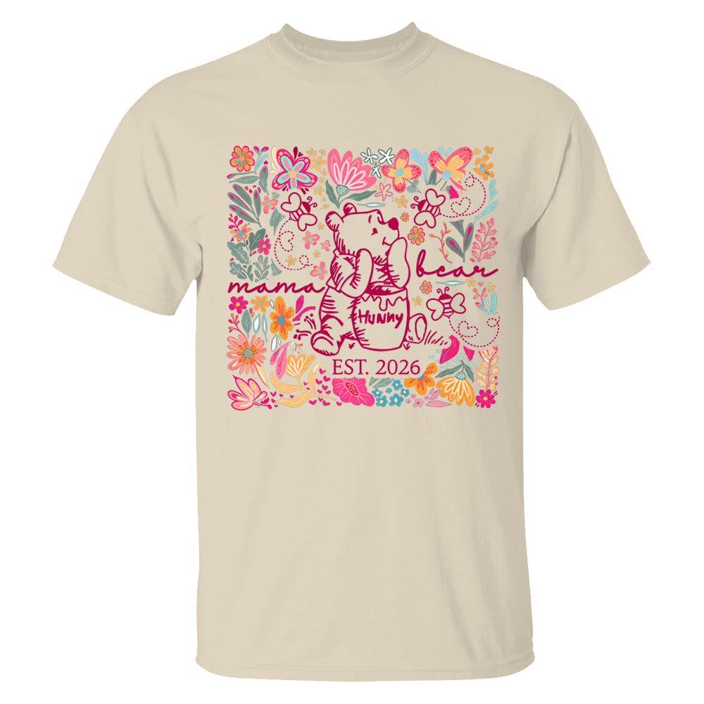 Personalized Mama Bear Boho Floral Mom, Grandma and Childs Shirts - Mother's Day Mama Tee, Custom Name Hand Kid Names, Gift Best Mom Ever T24
