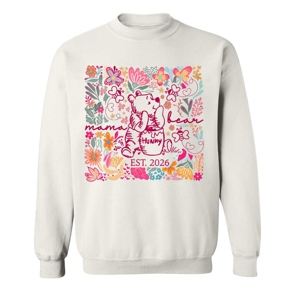Personalized Mama Bear Boho Floral Mom, Grandma and Childs Shirts - Mother's Day Mama Tee, Custom Name Hand Kid Names, Gift Best Mom Ever T24