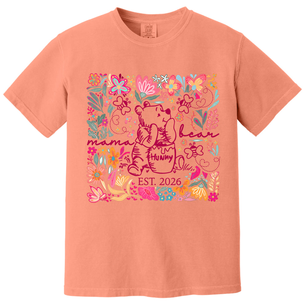 Personalized Mama Bear Boho Floral Mom, Grandma and Childs Shirts - Mother's Day Mama Tee, Custom Name Hand Kid Names, Gift Best Mom Ever T24
