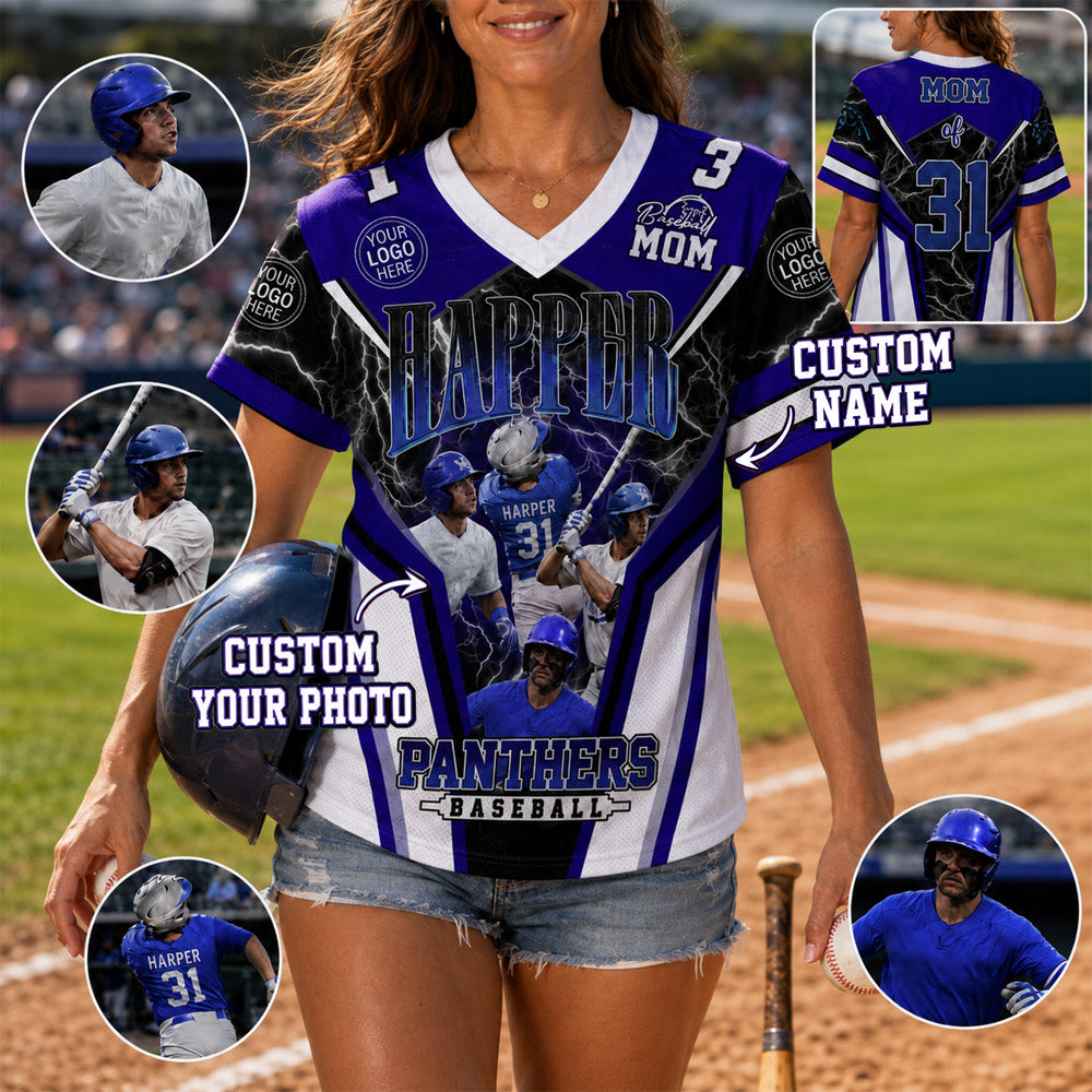 Personalized All Over Print Baseball Jersey Custom Photo, Gift For Baseball Mom Grandma Sport Family MI209 Nh00