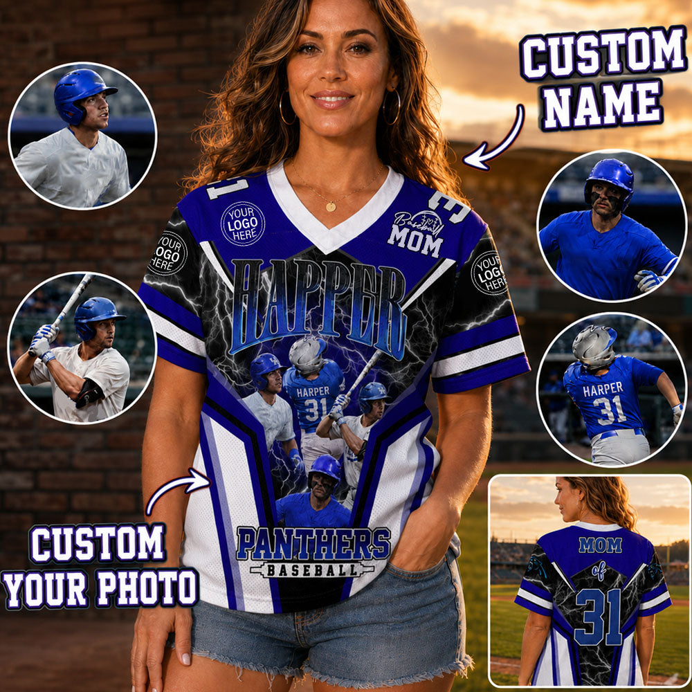 Personalized All Over Print Baseball Jersey Custom Photo, Gift For Baseball Mom Grandma Sport Family MI209 Nh00