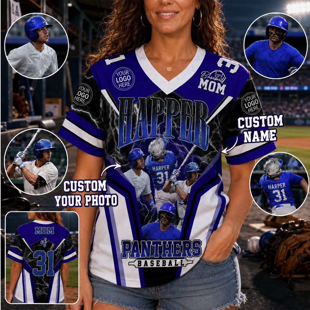 Personalized All Over Print Baseball Jersey Custom Photo, Gift For Baseball Mom Grandma Sport Family MI209 Nh00