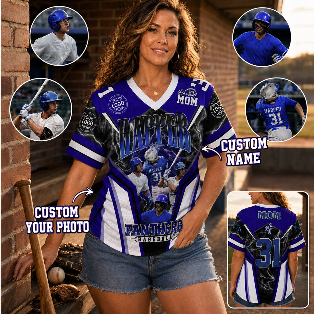 Personalized All Over Print Baseball Jersey Custom Photo, Gift For Baseball Mom Grandma Sport Family MI209 Nh00