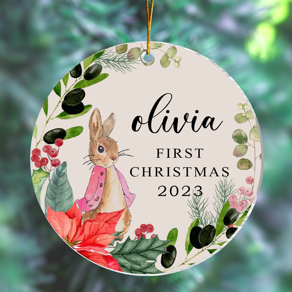 Personalised Baby's First Christmas Ornament, Personalized First Christmas Peter Rabbit Decoration, Custom Ornament, First Xmas Ornament